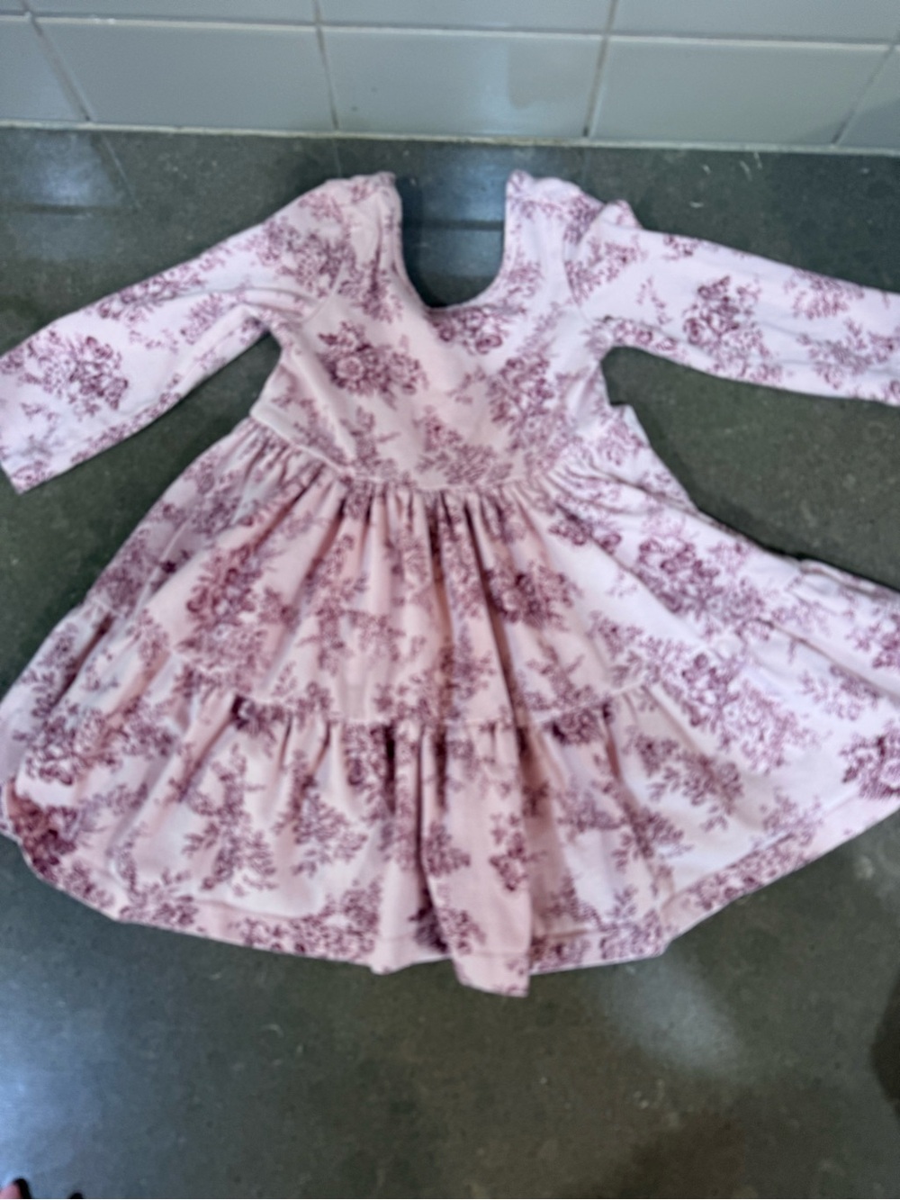Janie and Jack Pink Floral Print Long-Sleeve Twirl Dress